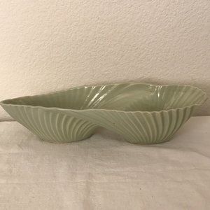 VINTAGE Green Ceramic Long Bowl Dish Planter